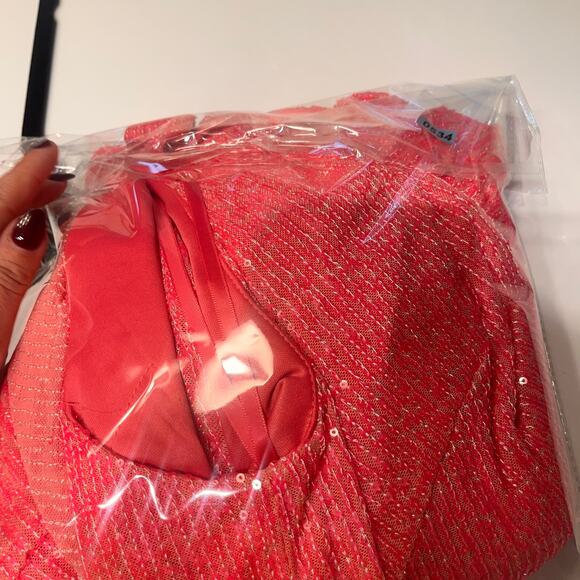 NWT IEENA for Mac Duggal Pink Sequined One Shoulder Draped Back Gown Size 16 - Picture 8 of 8